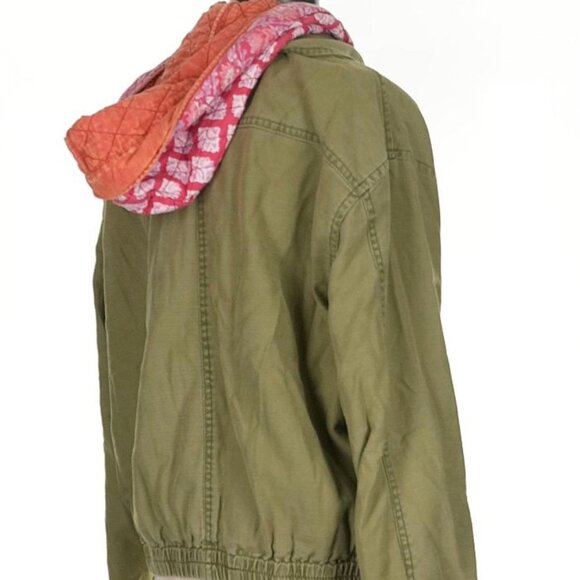 Free People We The Free Military Twill Jacket Olive Green with Quilted Hood S - Picture 8 of 11